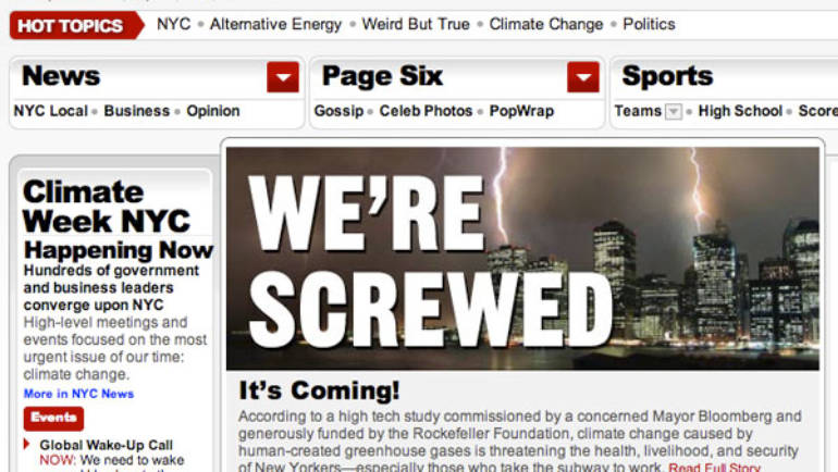 “We’re Screwed” New York Post Special Edition Tells Truth About Climate Change and How It Will Affect City, World