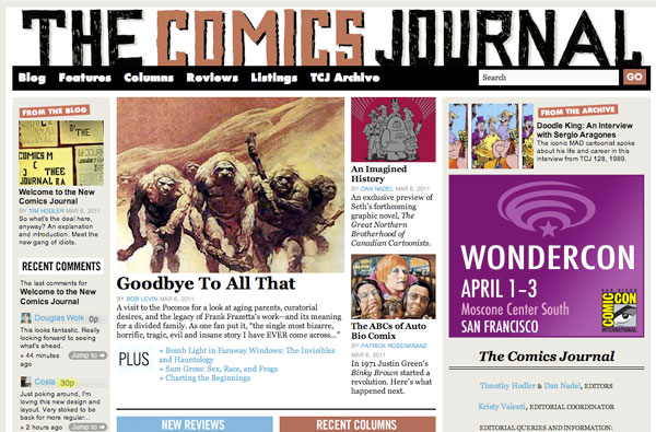 Comics Comics Takes Over TCJ.com & Arthur Magazine Closes